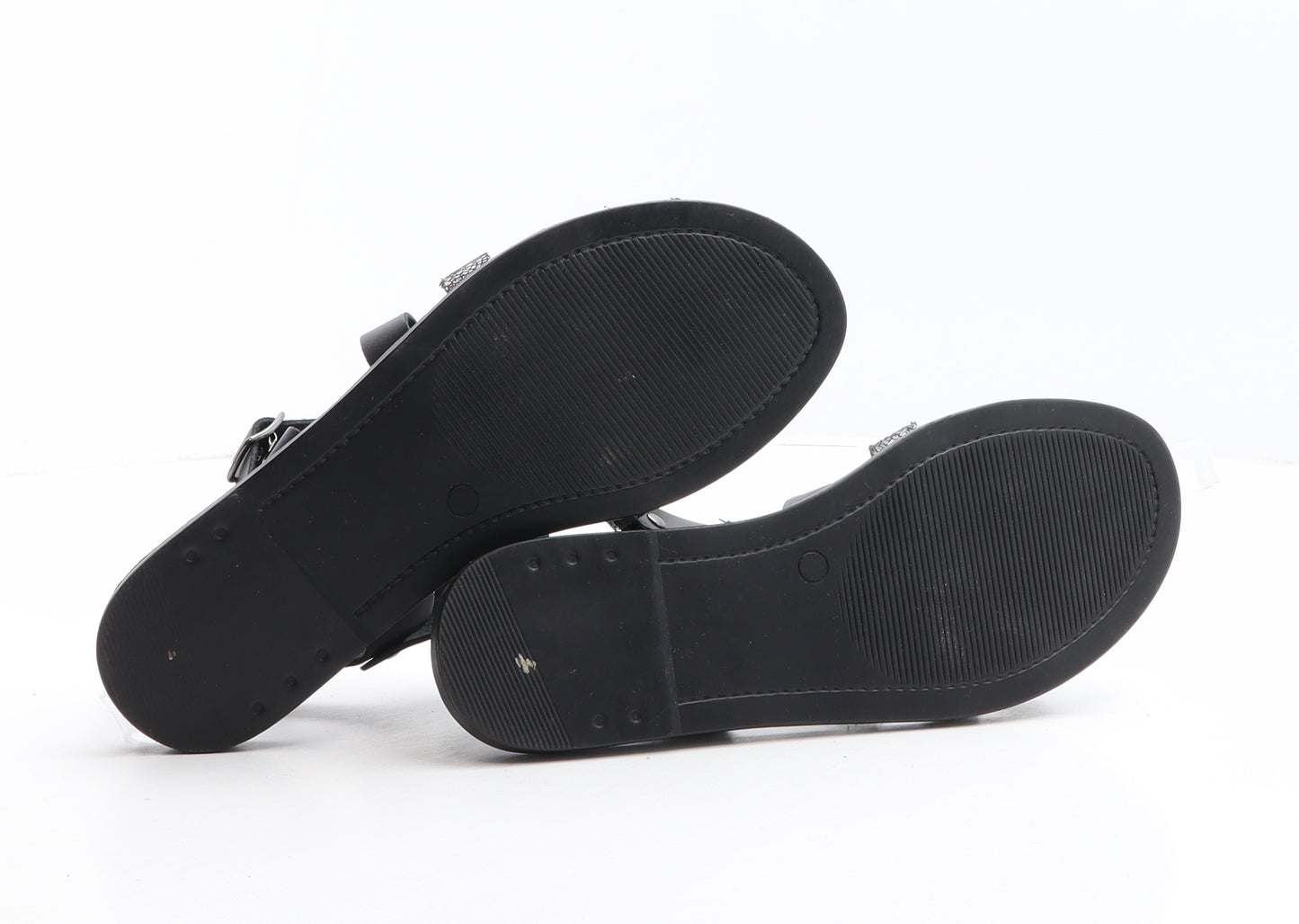 George Womens Black Leather Strappy Sandal UK 4 37