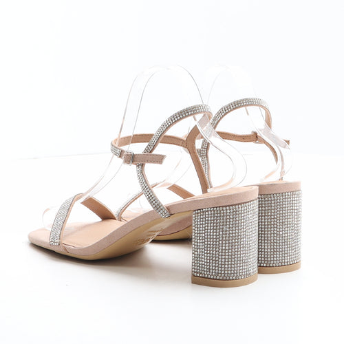 New Look Womens Beige Polyester Strappy Heel UK 6 39