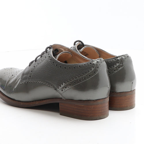 Clarks Womens Grey Leather Oxford Casual UK 6 39.5 - Brogue Style