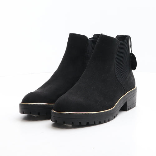 New Look Womens Black Fabric Chelsea Boot UK 4 37 - Wide fit