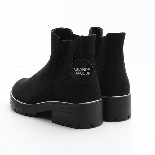 New Look Womens Black Fabric Chelsea Boot UK 4 37 - Wide fit