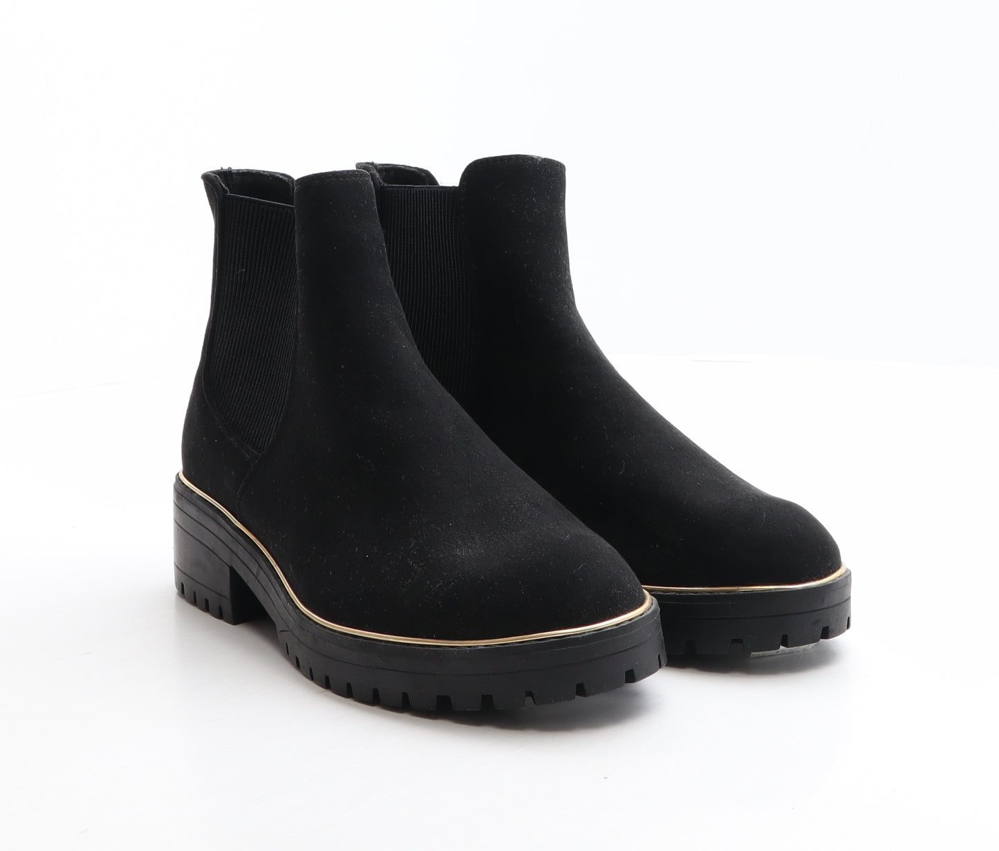 New Look Womens Black Fabric Chelsea Boot UK 4 37 - Wide fit