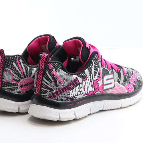 Skechers Girls Multicoloured Geometric Polyester Trainer UK 2 35 - Pop Art style print,