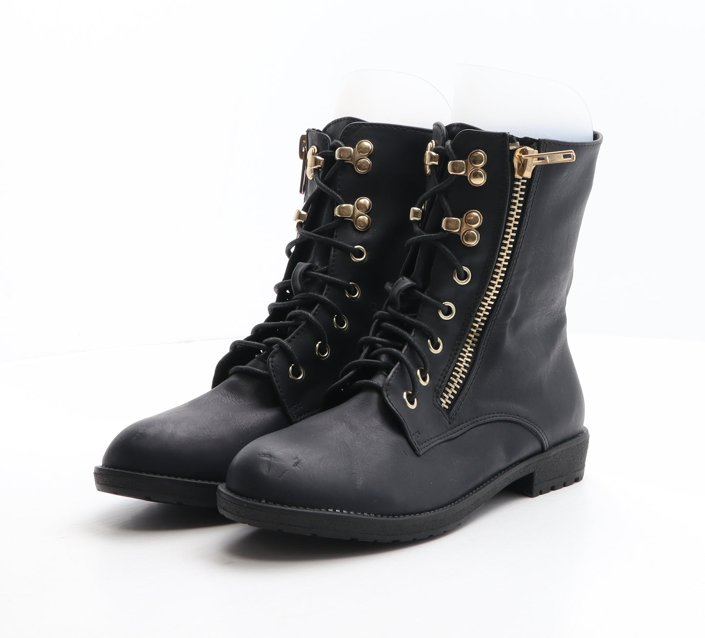 Bestelle Womens Black Synthetic Combat Boot UK 5 38