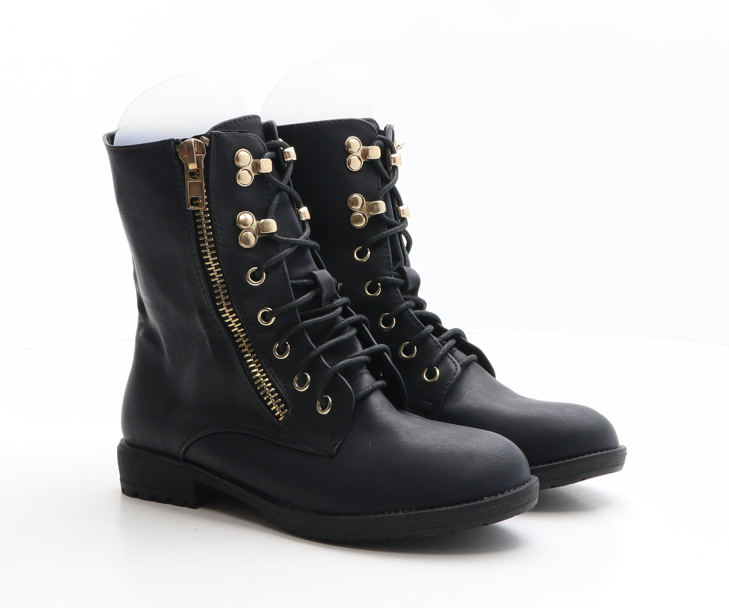 Bestelle Womens Black Synthetic Combat Boot UK 5 38