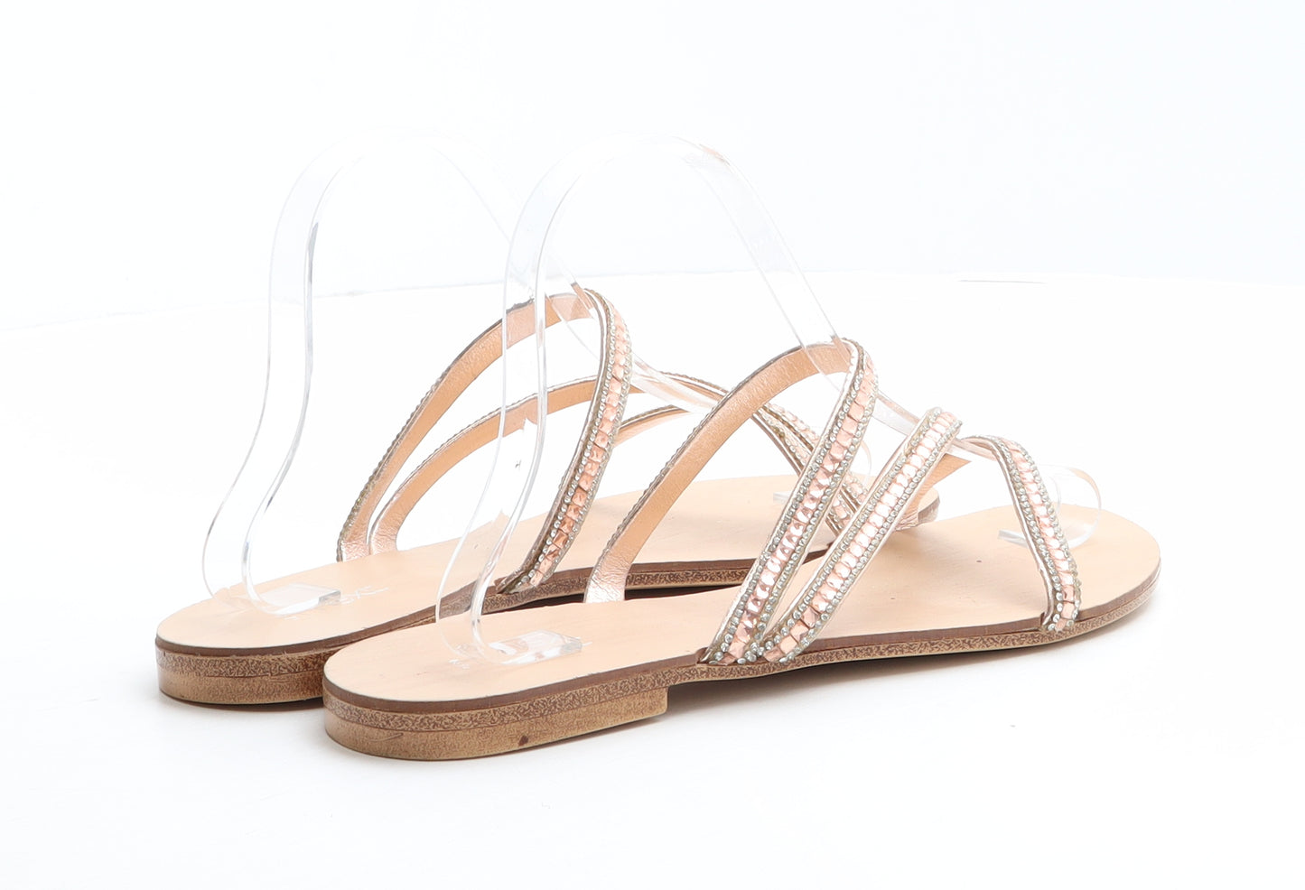 NEXT Womens Gold Synthetic Strappy Sandal UK 6 39
