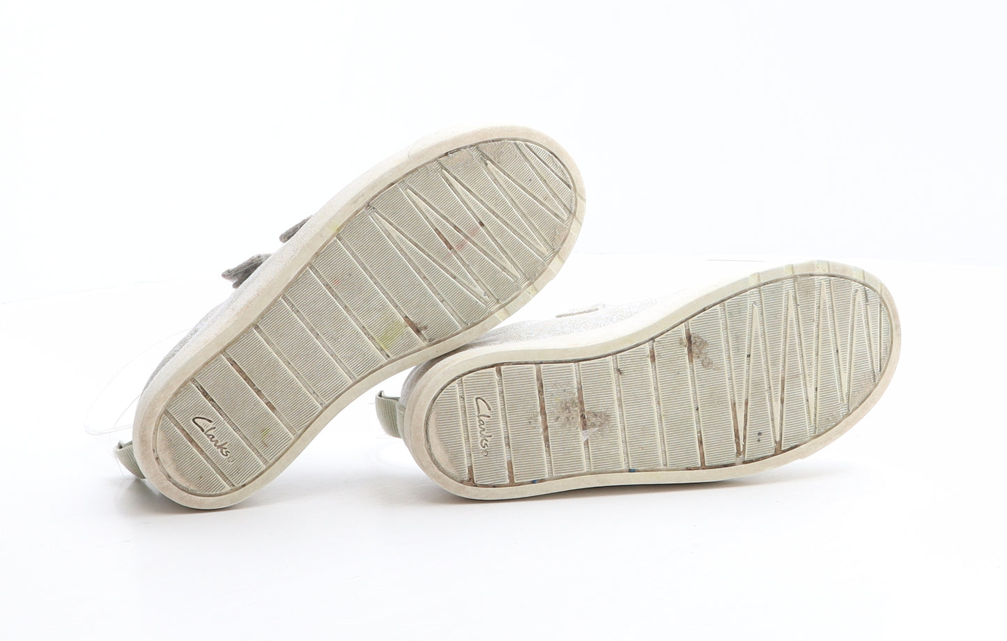 Clarks Girls Silver Floral Fabric Trainer UK 11