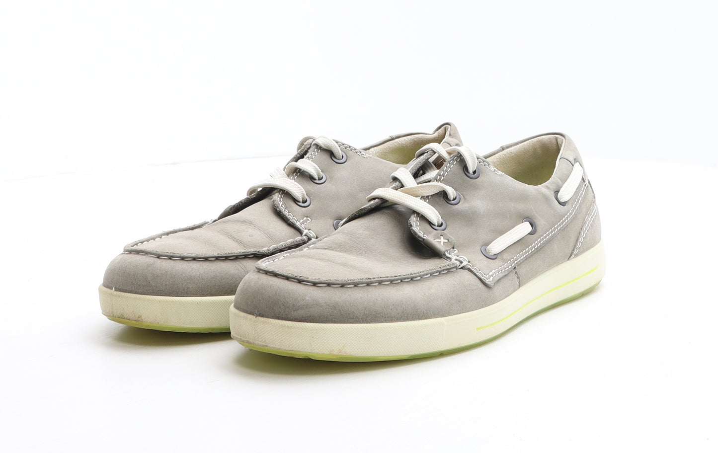 ECCO Mens Grey Leather Trainer UK 7 40 - Boat Style