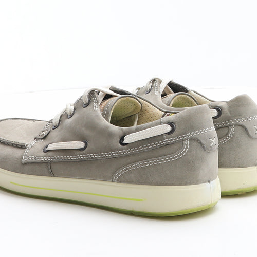 ECCO Mens Grey Leather Trainer UK 7 40 - Boat Style