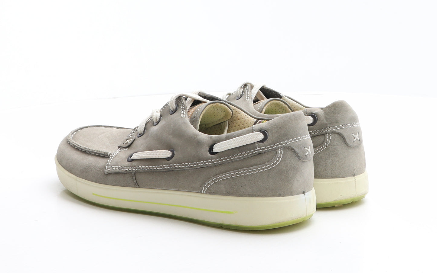 ECCO Mens Grey Leather Trainer UK 7 40 - Boat Style