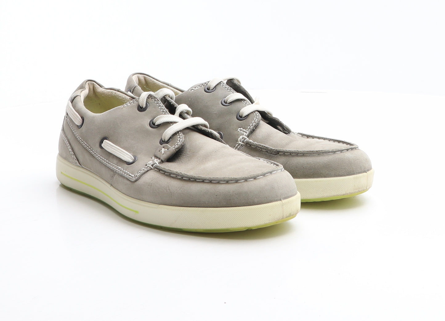 ECCO Mens Grey Leather Trainer UK 7 40 - Boat Style