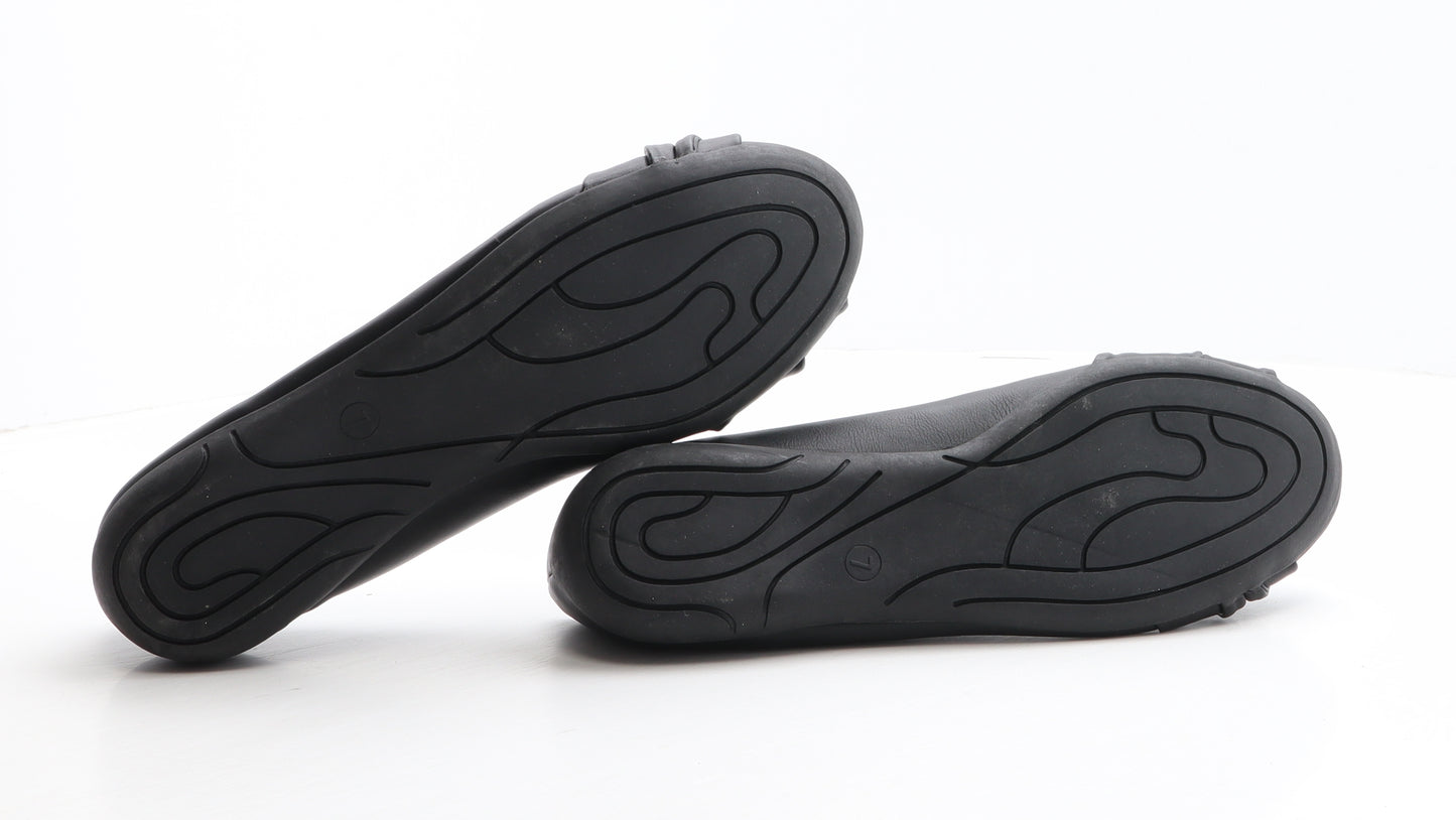 George Womens Black Leather Ballet Flat UK 7 41