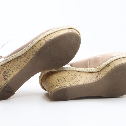 F&F Womens Beige Synthetic Slingback Heel UK 5 38