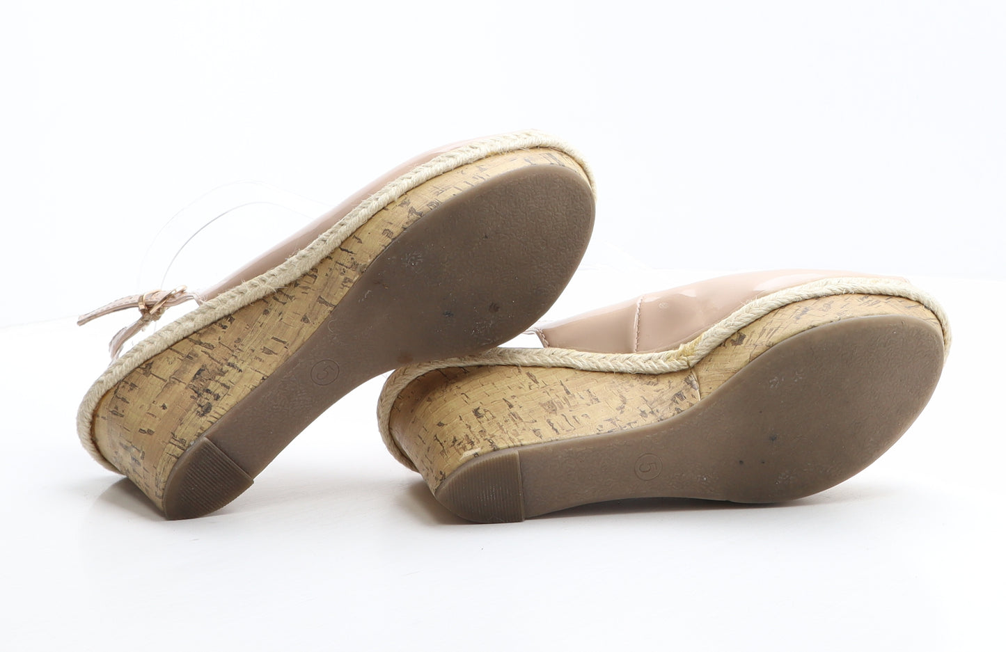 F&F Womens Beige Synthetic Slingback Heel UK 5 38