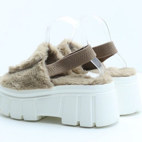 Retro Womens Brown Synthetic Slip On Sandal UK 5 38