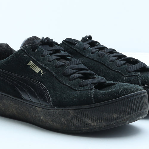 PUMA Womens Black Leather Trainer UK 8