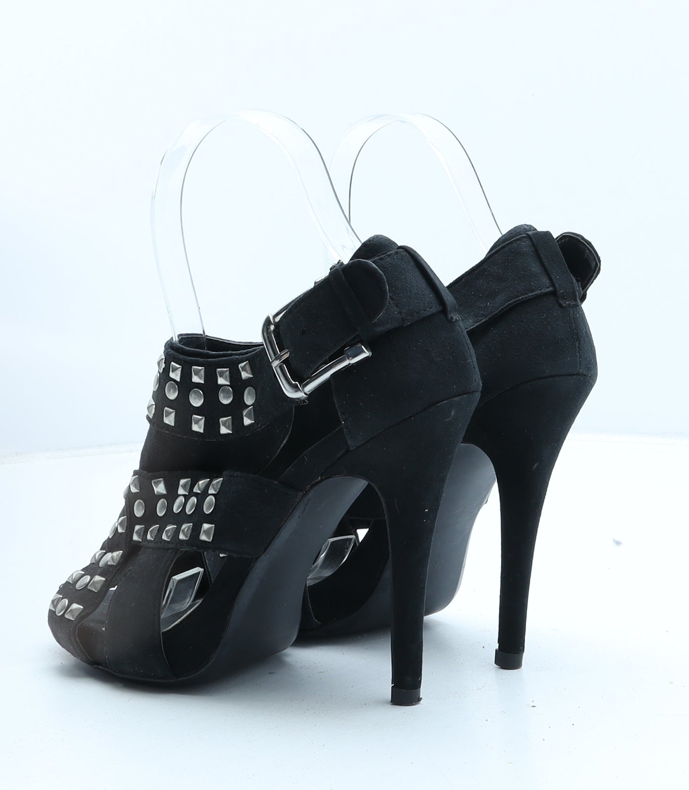 George Womens Black Suede Slingback Heel UK 3