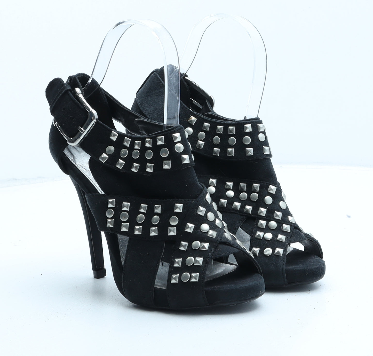 George Womens Black Suede Slingback Heel UK 3