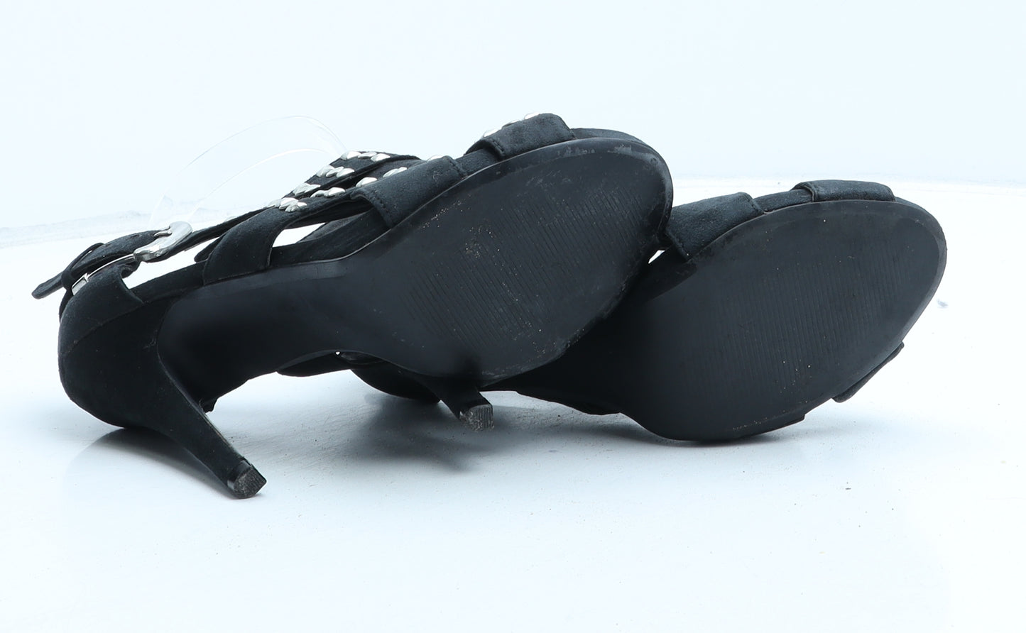 George Womens Black Suede Slingback Heel UK 3