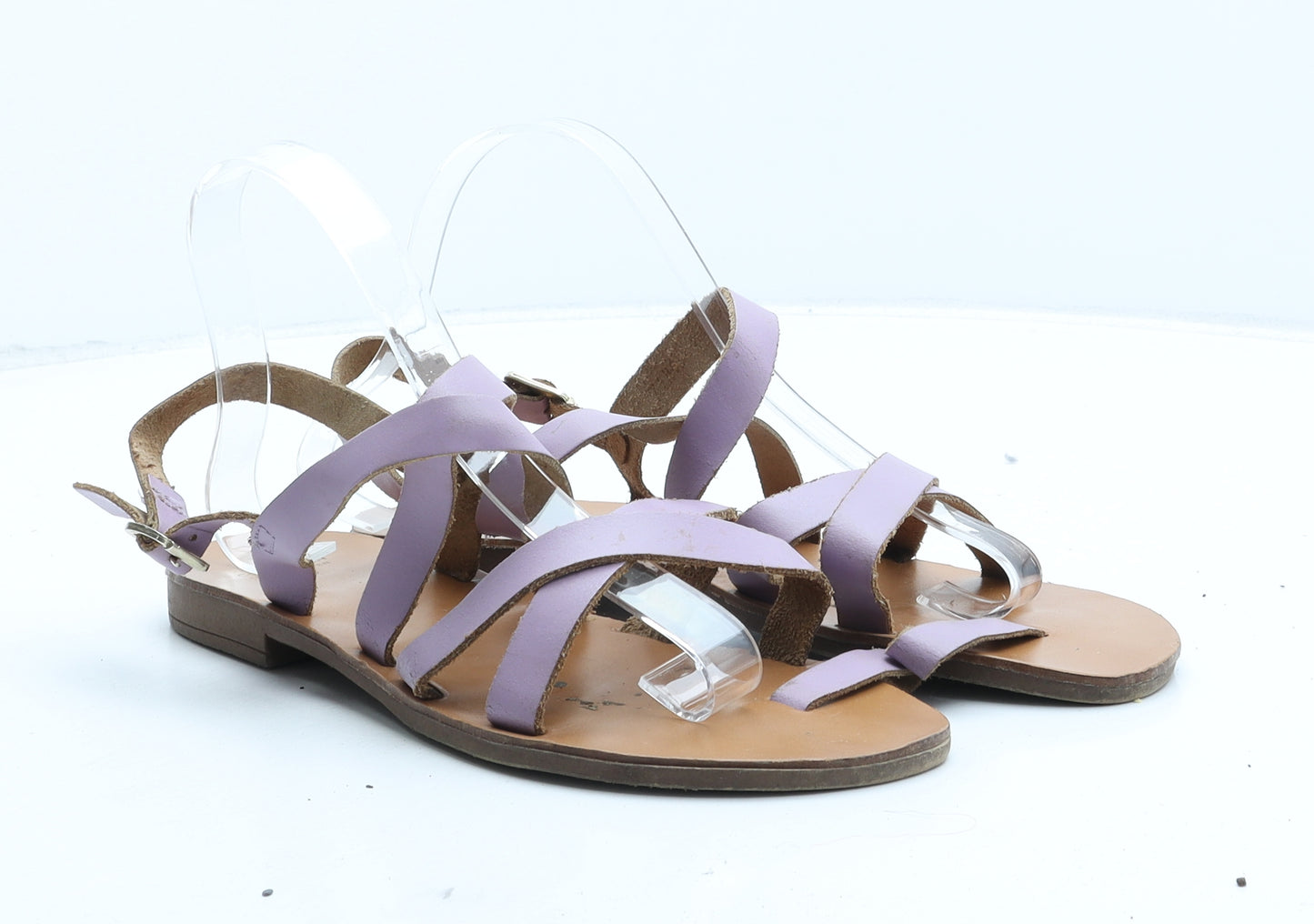 Marks and Spencer Womens Purple Leather Strappy Sandal UK 7