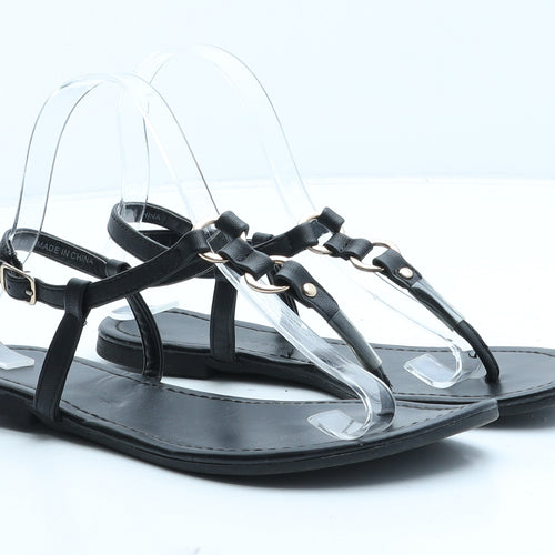 New Look Womens Black Synthetic Thong Sandal UK 5