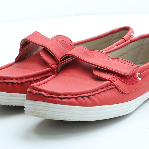 Cushion Walk Womens Red Leather Loafer Flat UK 7