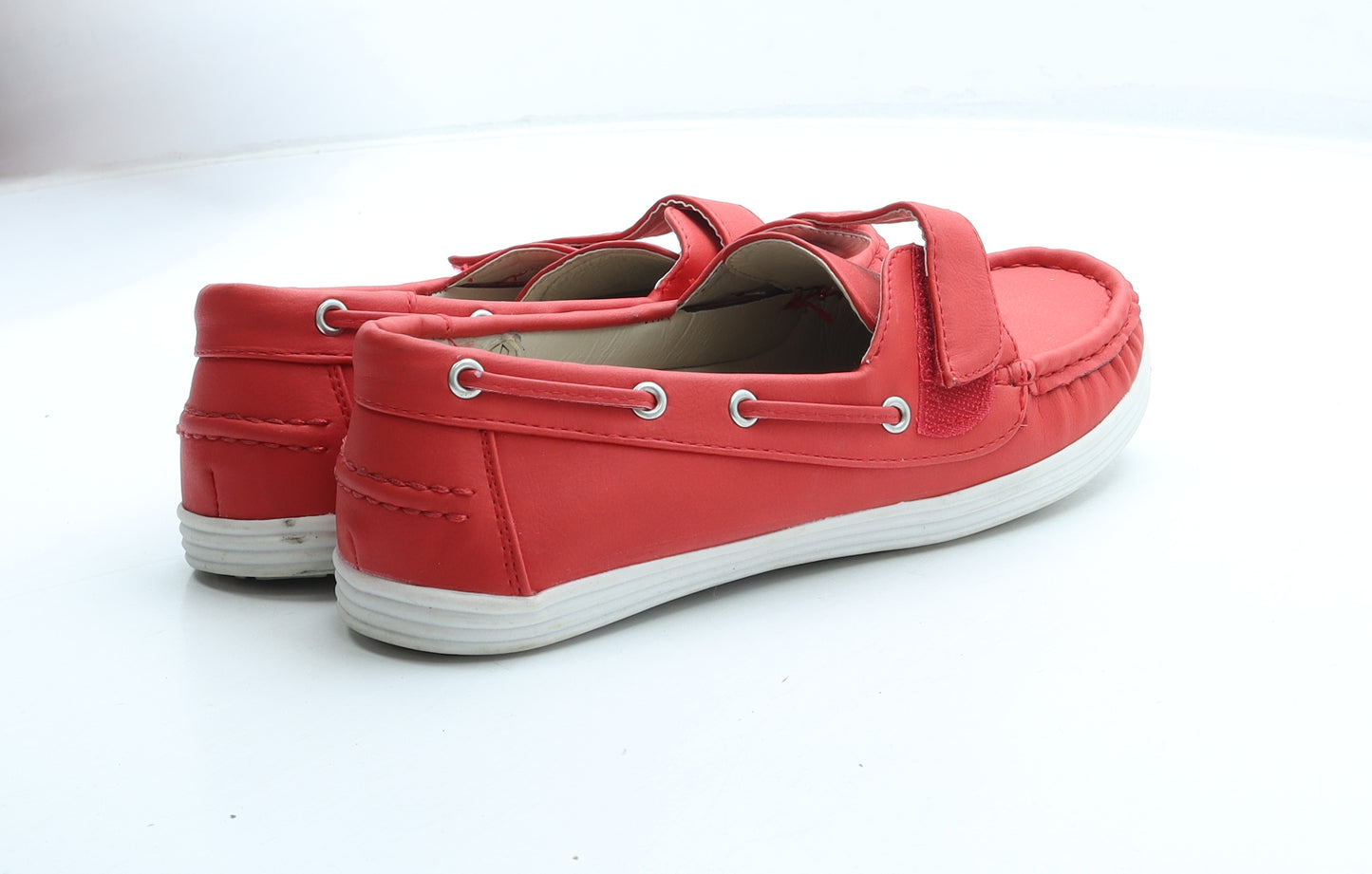 Cushion Walk Womens Red Leather Loafer Flat UK 7