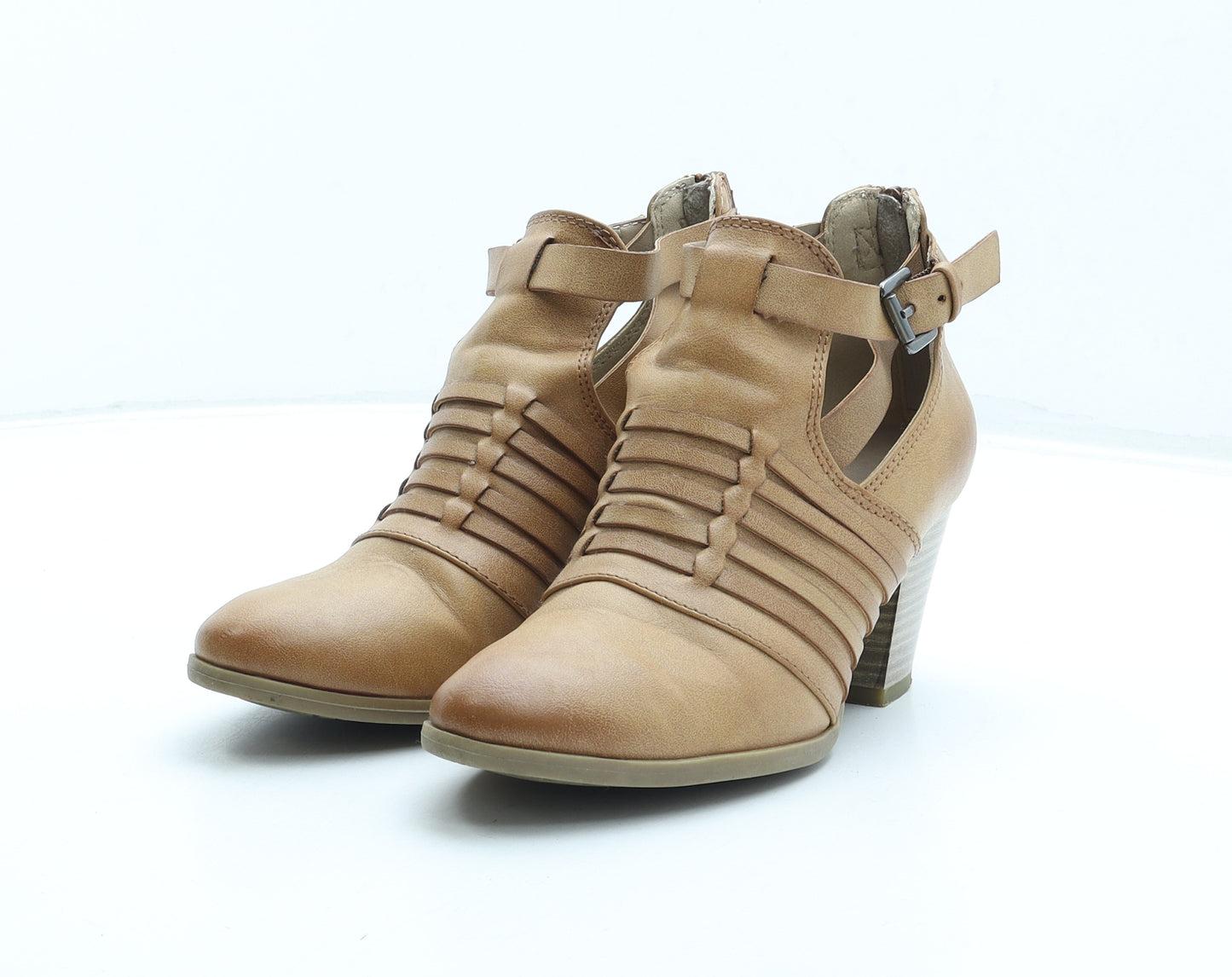 TU Womens Brown Leather Bootie Boot UK 4 37