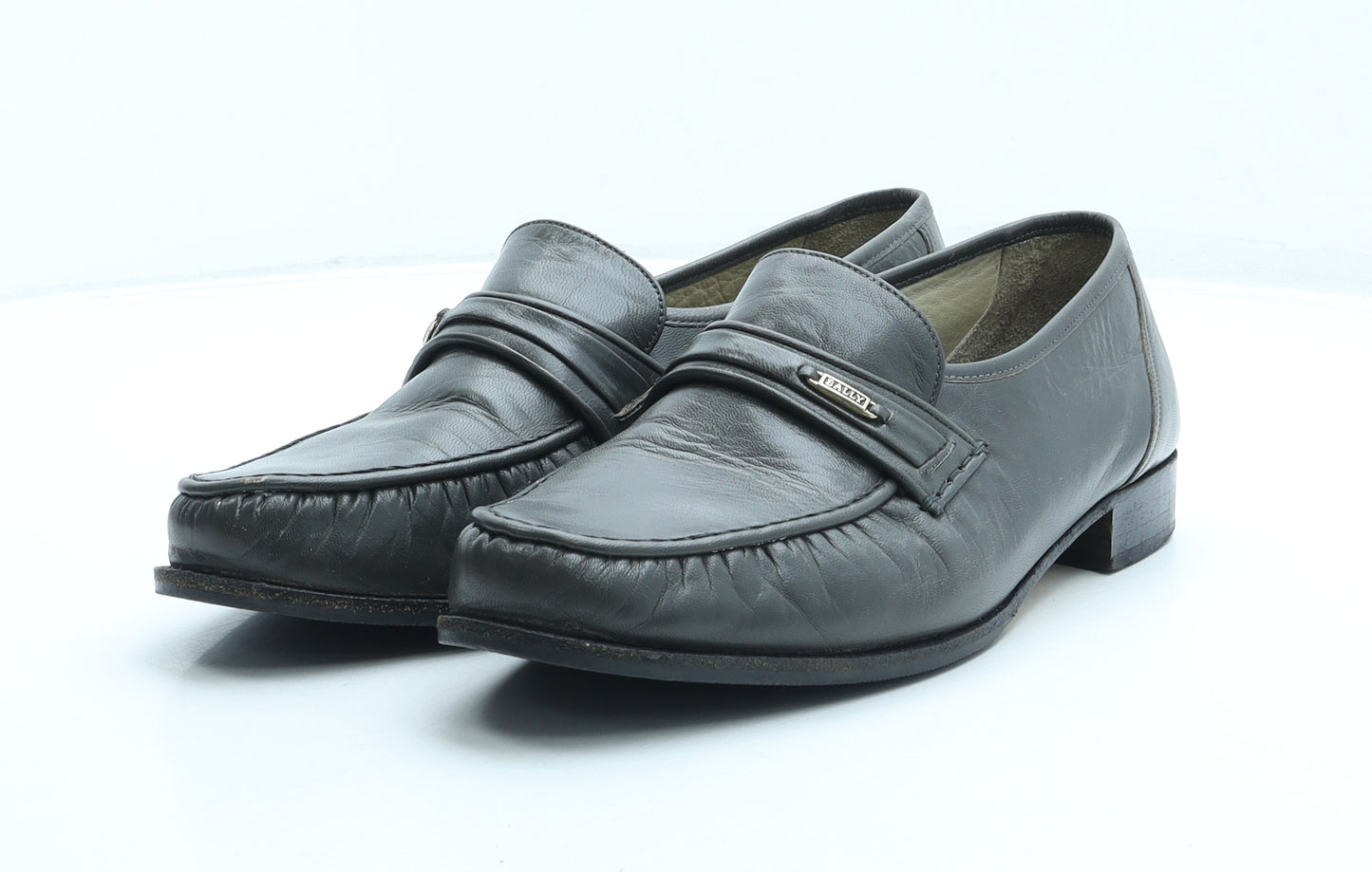 Bally Mens Grey Leather Loafer Casual UK 9