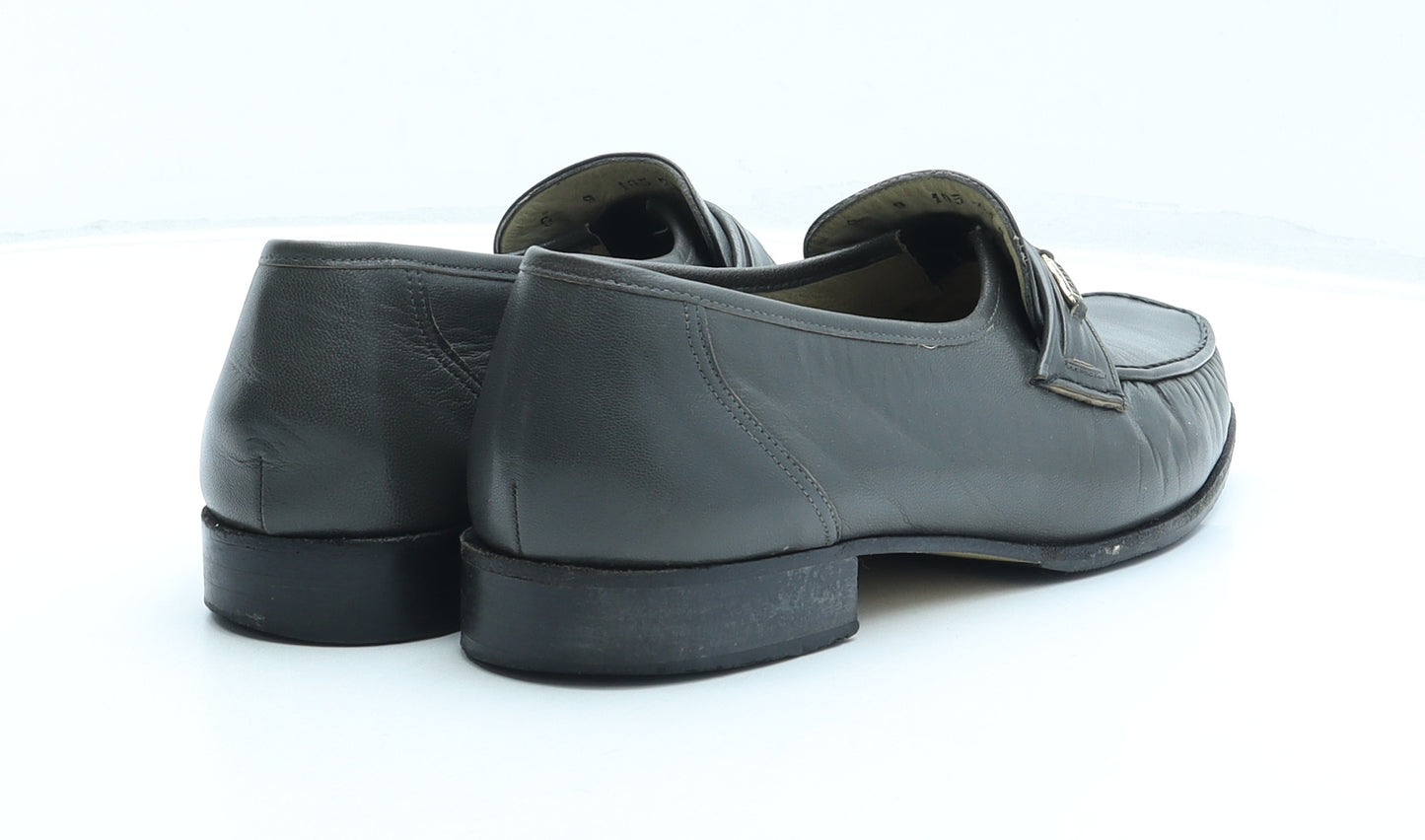 Bally Mens Grey Leather Loafer Casual UK 9