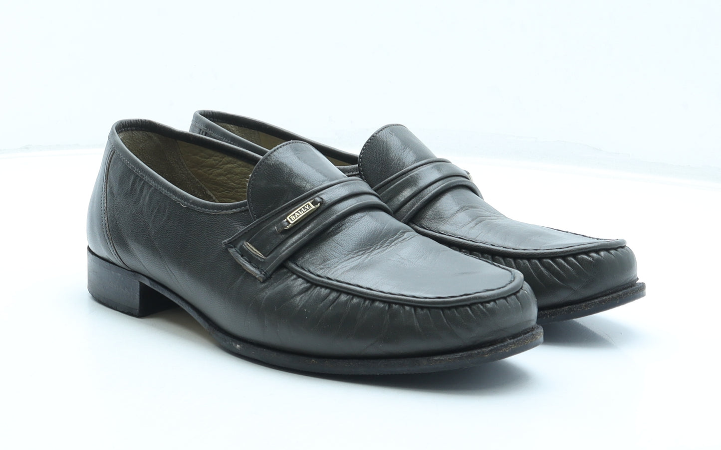 Bally Mens Grey Leather Loafer Casual UK 9