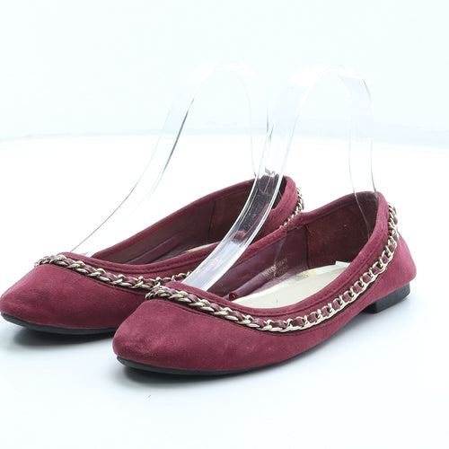 Atmosphere Womens Red Synthetic Ballet Flat UK 3 36 - Chain Detail