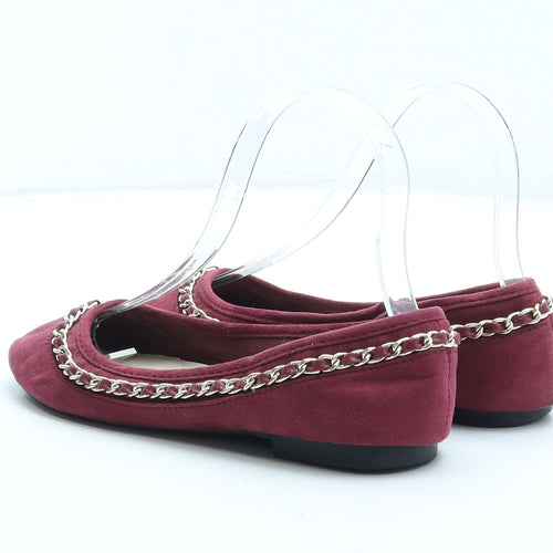 Atmosphere Womens Red Synthetic Ballet Flat UK 3 36 - Chain Detail