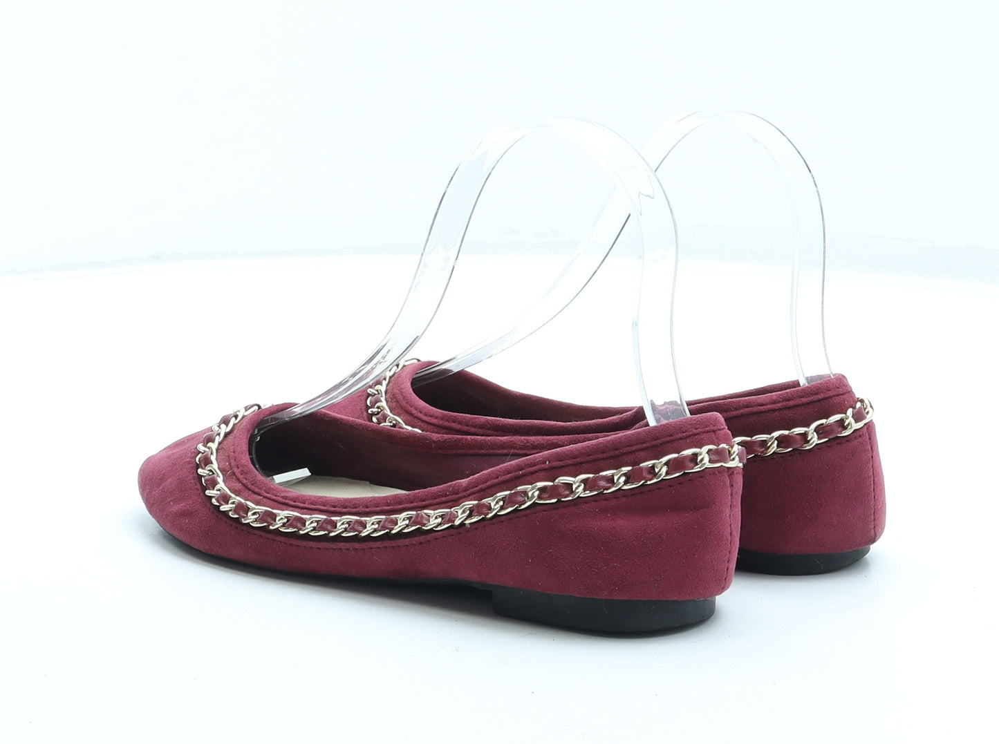 Atmosphere Womens Red Synthetic Ballet Flat UK 3 36 - Chain Detail