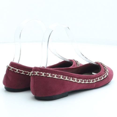 Atmosphere Womens Red Synthetic Ballet Flat UK 3 36 - Chain Detail