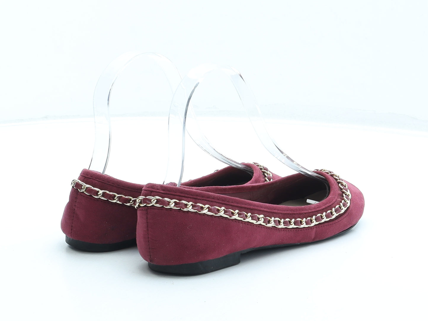 Atmosphere Womens Red Synthetic Ballet Flat UK 3 36 - Chain Detail