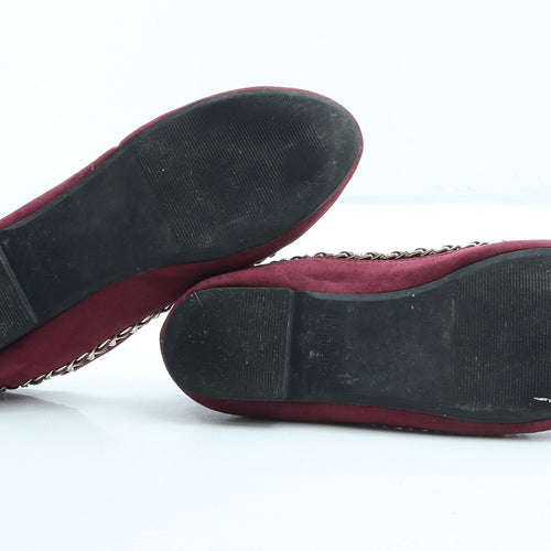Atmosphere Womens Red Synthetic Ballet Flat UK 3 36 - Chain Detail