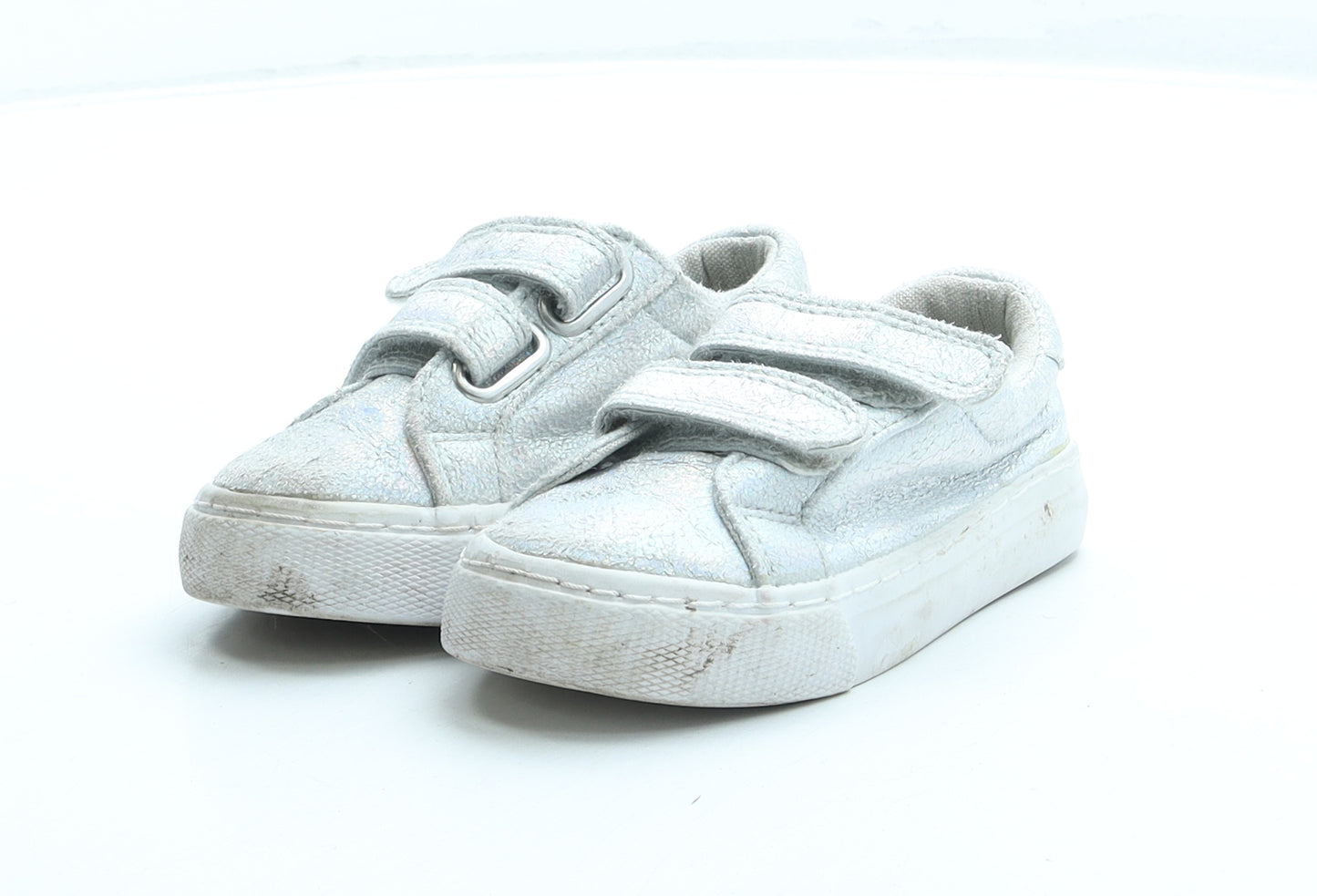 George Girls Silver Synthetic Trainer UK 6