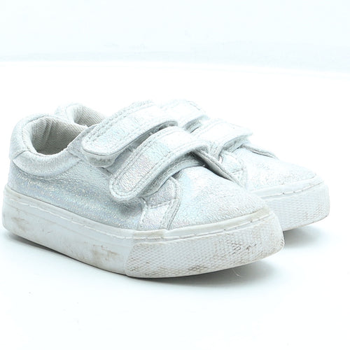 George Girls Silver Synthetic Trainer UK 6