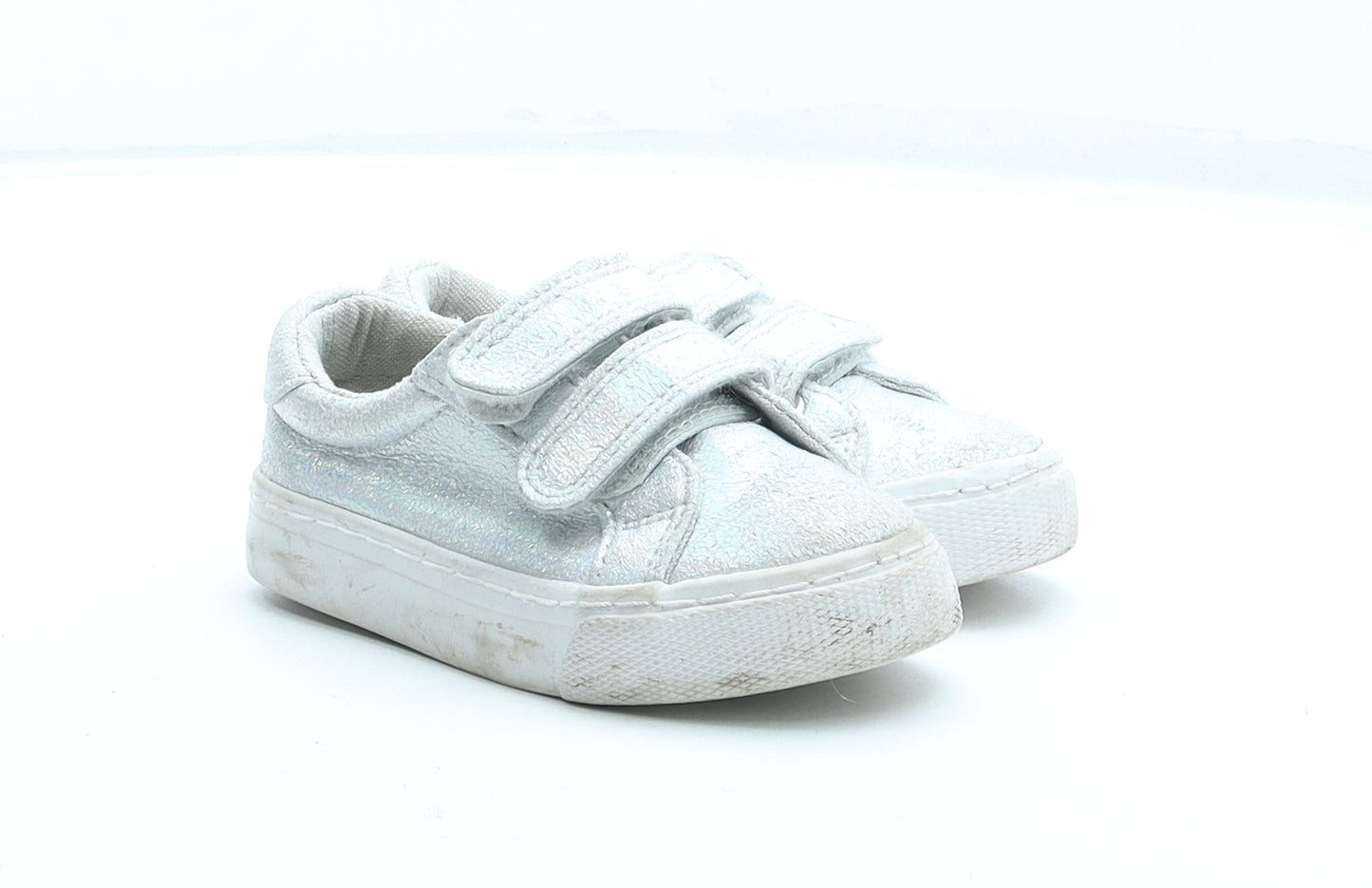 George Girls Silver Synthetic Trainer UK 6