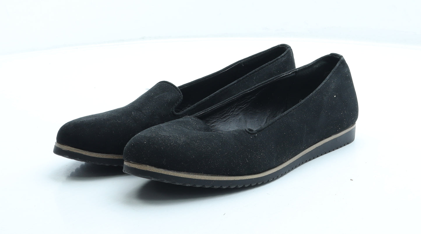 Graceland Womens Black Suede Ballet Flat UK 5 38