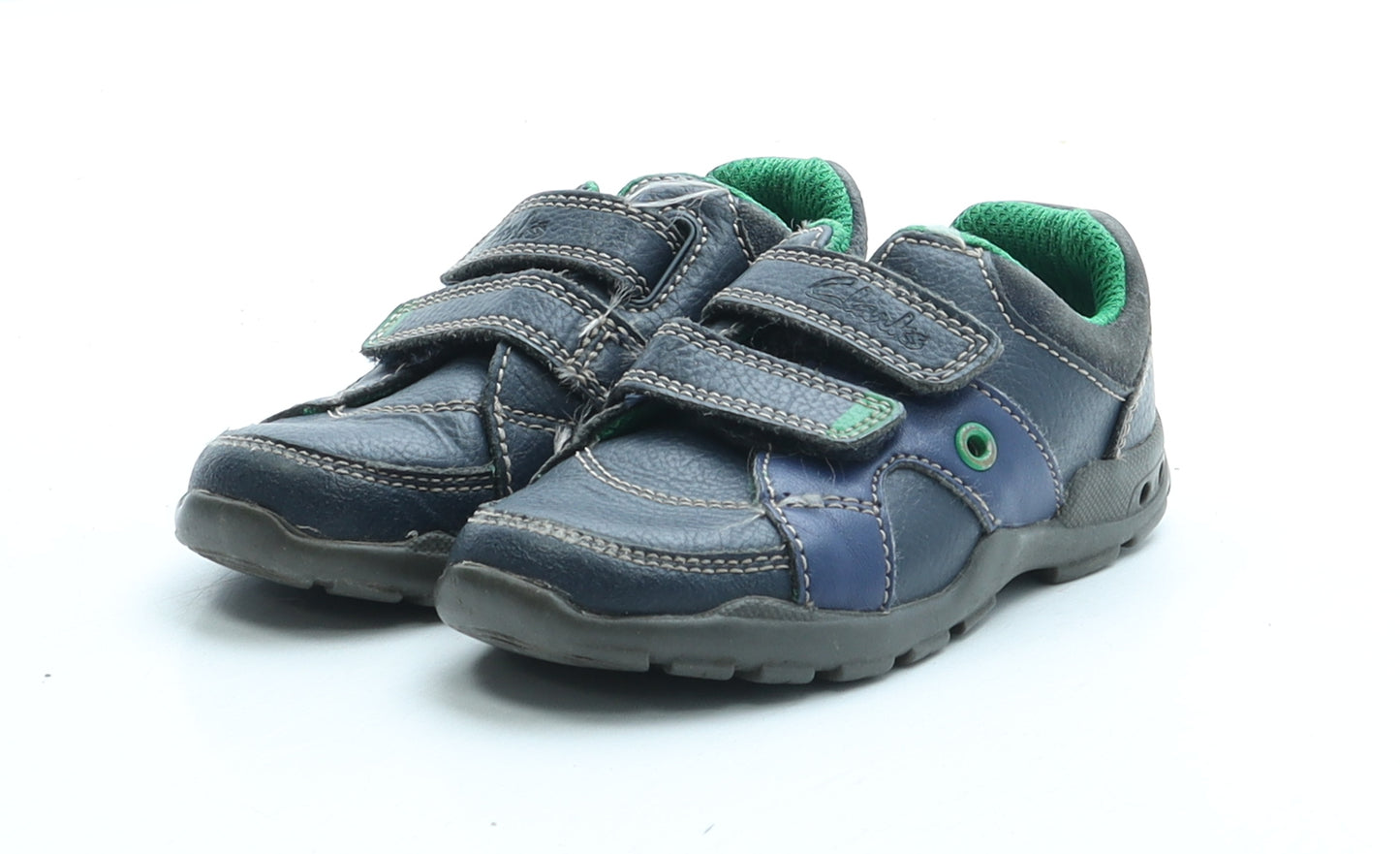 Clarks Boys Blue Synthetic Flat Trainer UK 4.5