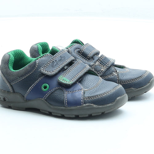 Clarks Boys Blue Synthetic Flat Trainer UK 4.5