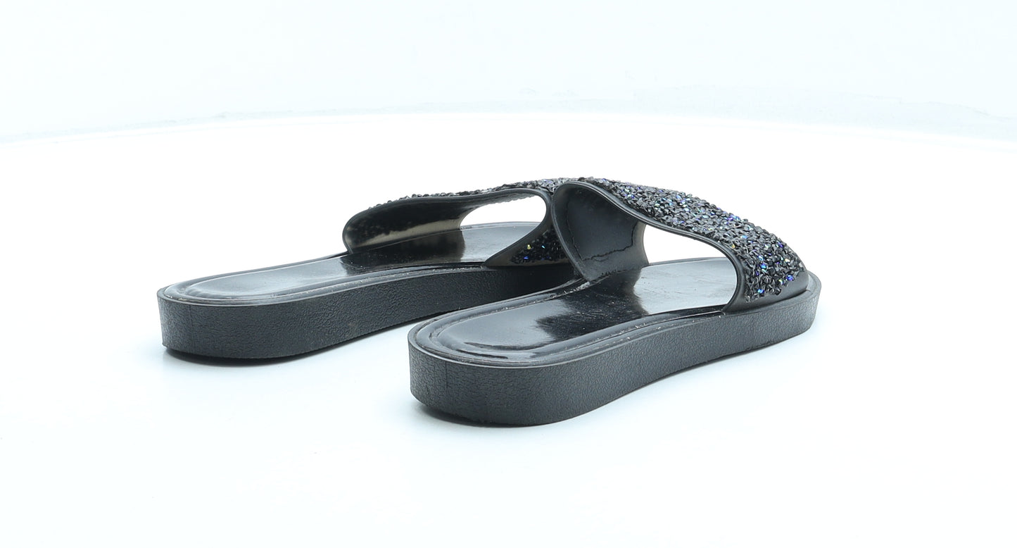 Primark Womens Black Rubber Slider Sandal UK 3