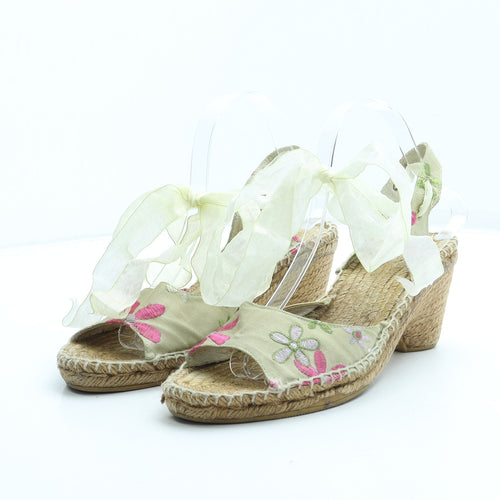 Preworn Womens Multicoloured Floral Synthetic Espadrille Heel UK 7 - Fairy