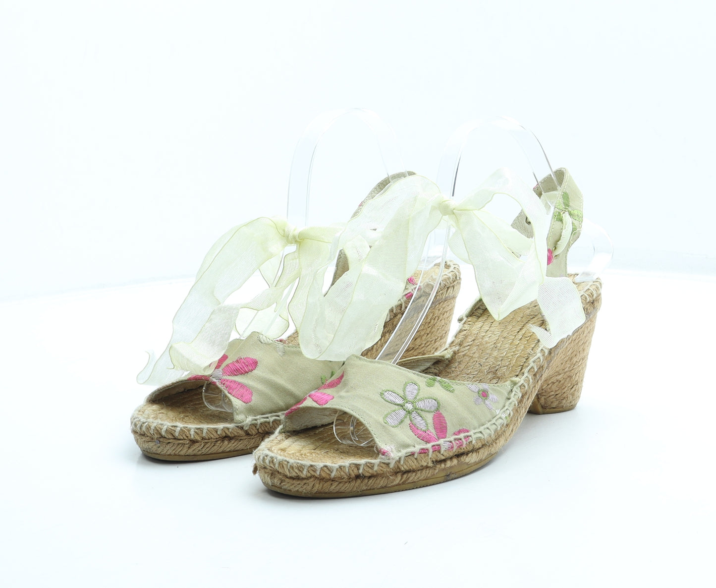 Preworn Womens Multicoloured Floral Synthetic Espadrille Heel UK 7 - Fairy