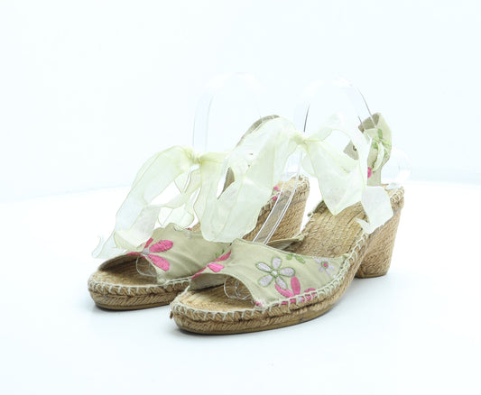 Preworn Womens Multicoloured Floral Synthetic Espadrille Heel UK 7 - Fairy
