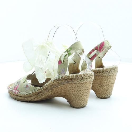Preworn Womens Multicoloured Floral Synthetic Espadrille Heel UK 7 - Fairy
