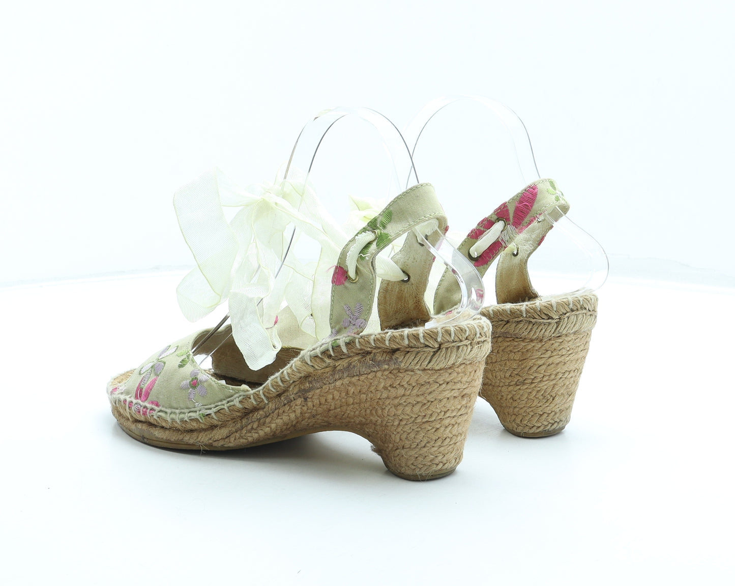 Preworn Womens Multicoloured Floral Synthetic Espadrille Heel UK 7 - Fairy