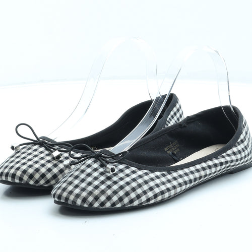 Primark Womens Black Gingham Cotton Ballet Flat UK 6